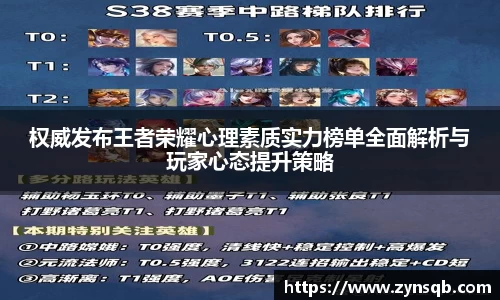 三亿体育权威发布王者荣耀心理素质实力榜单全面解析与玩家心态提升策略